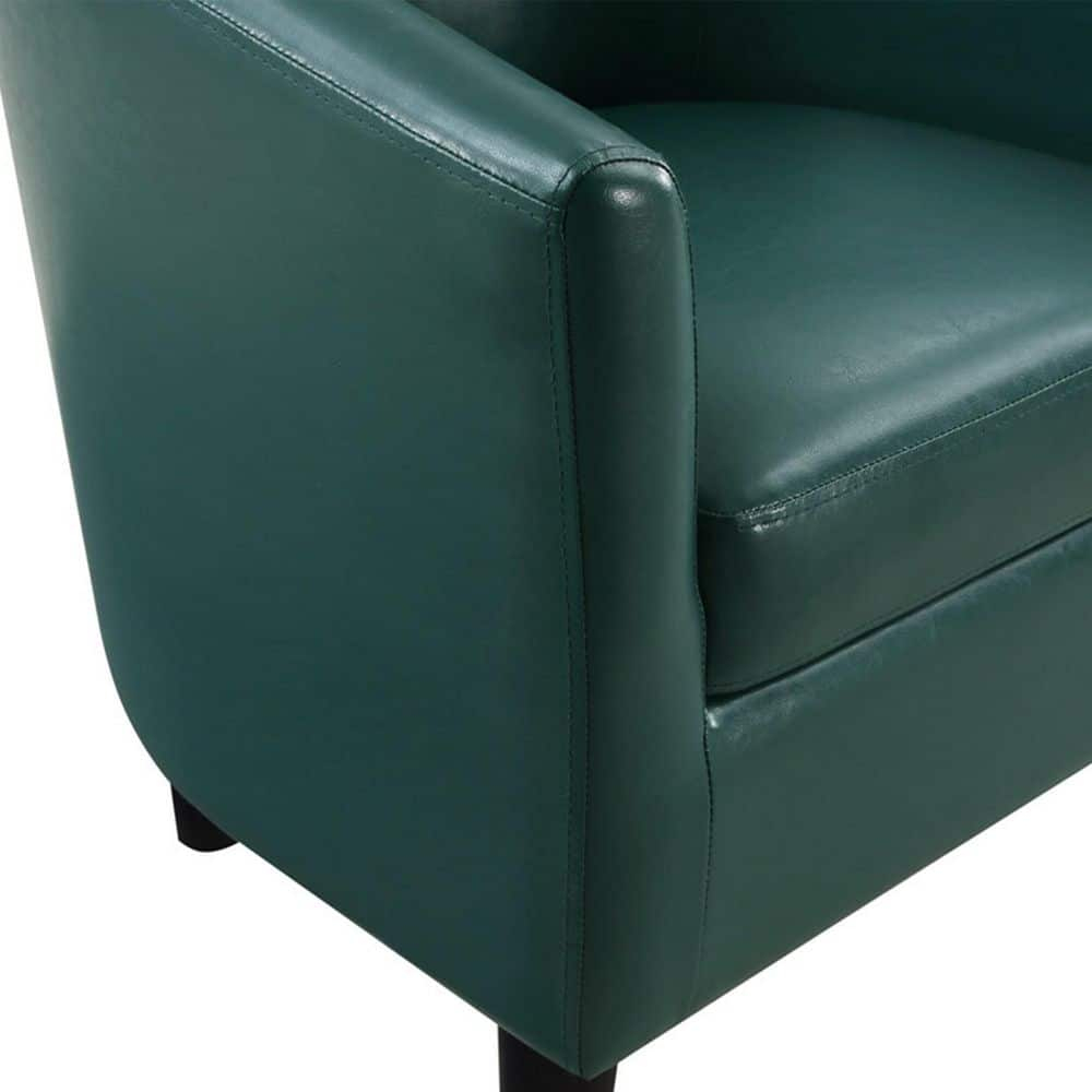 Convenience Concepts Take a Seat Churchill Accent Chair with Ottoman, Forest Green Faux Leather