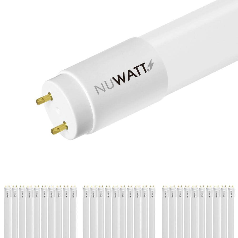 NuWatt 4FT T8 LED Tube Lights A&B Hybrid 3000K warm White, 18W Plug & Play or Ballast Bypass,G5 30PK