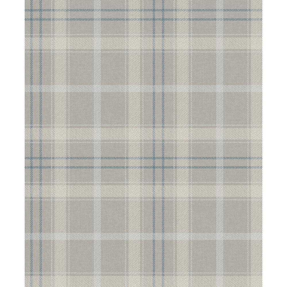 NextWall Argos Grey & Blue Tailor Plaid Peel and Stick Wallpaper - 20.9 in. W x 18 ft. L Roll