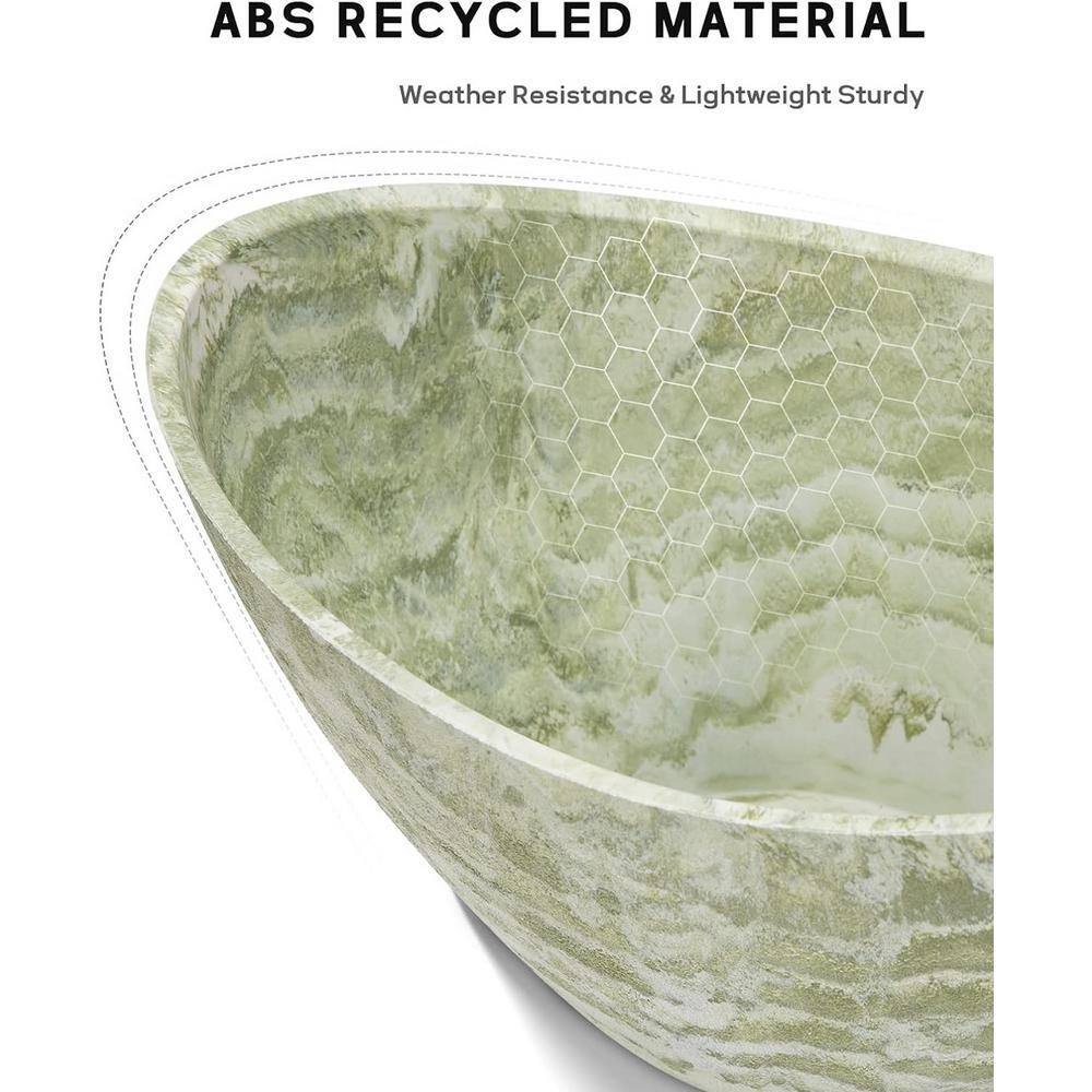 Green Oval Lightweight Plastic Indoor/Outdoor Planter Set with Drainage Holes