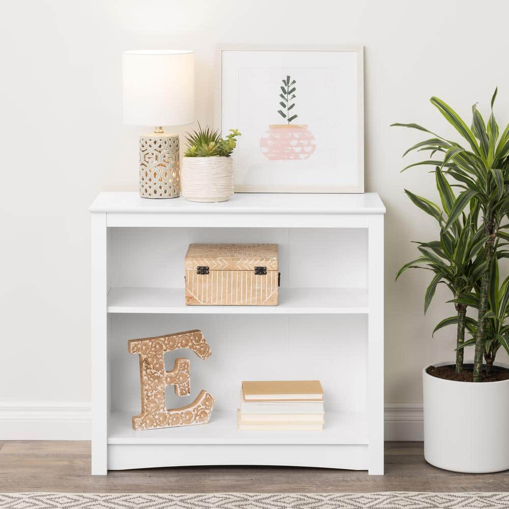 Prepac Home Office 2-Shelf Standard Bookcase with Durable Laminate Finish, White