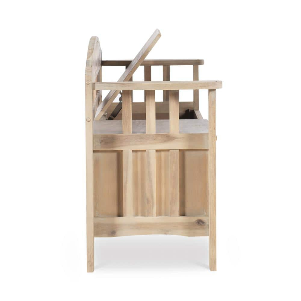 Iris Acacia Storage Bench with Natural Washed Finish