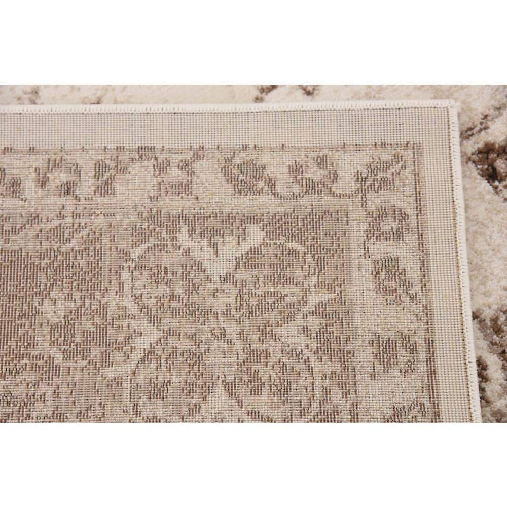Ivory and Brown Synthetic Stain-Resistant Rectangular Area Rug