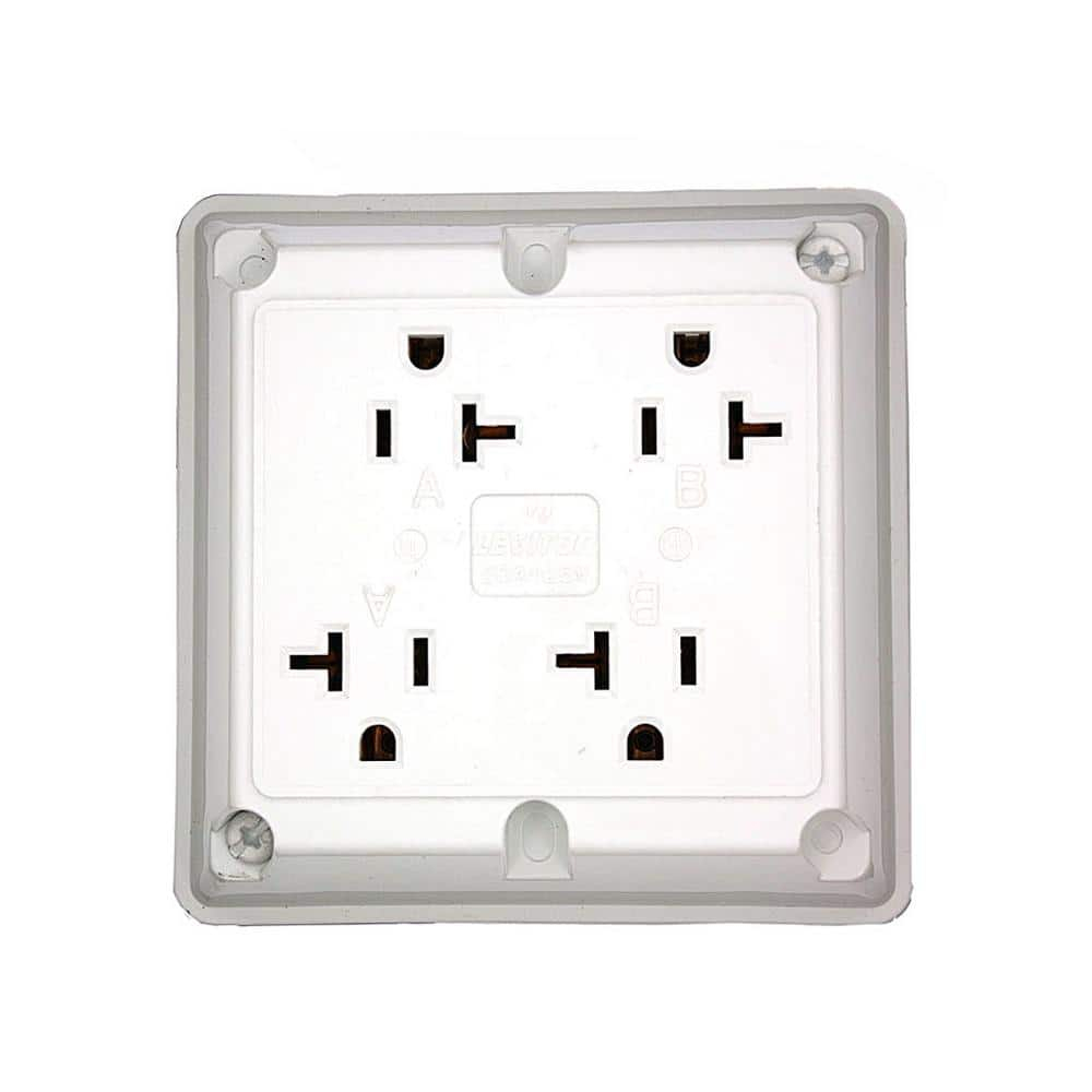 Leviton 21254-W 4-In-1 Quad Receptacle Industrial Grade 5-20R 20A 125V - White