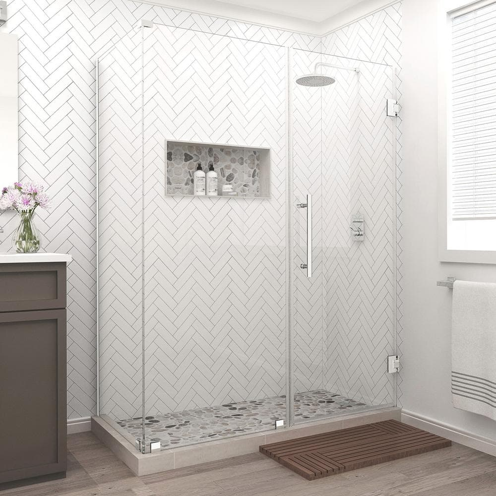 Aston SEN967EZ-CH-653332-10 72 x 65 x 32.38 in. Bromley Frameless Corner Hinged Shower Enclosure, Chrome