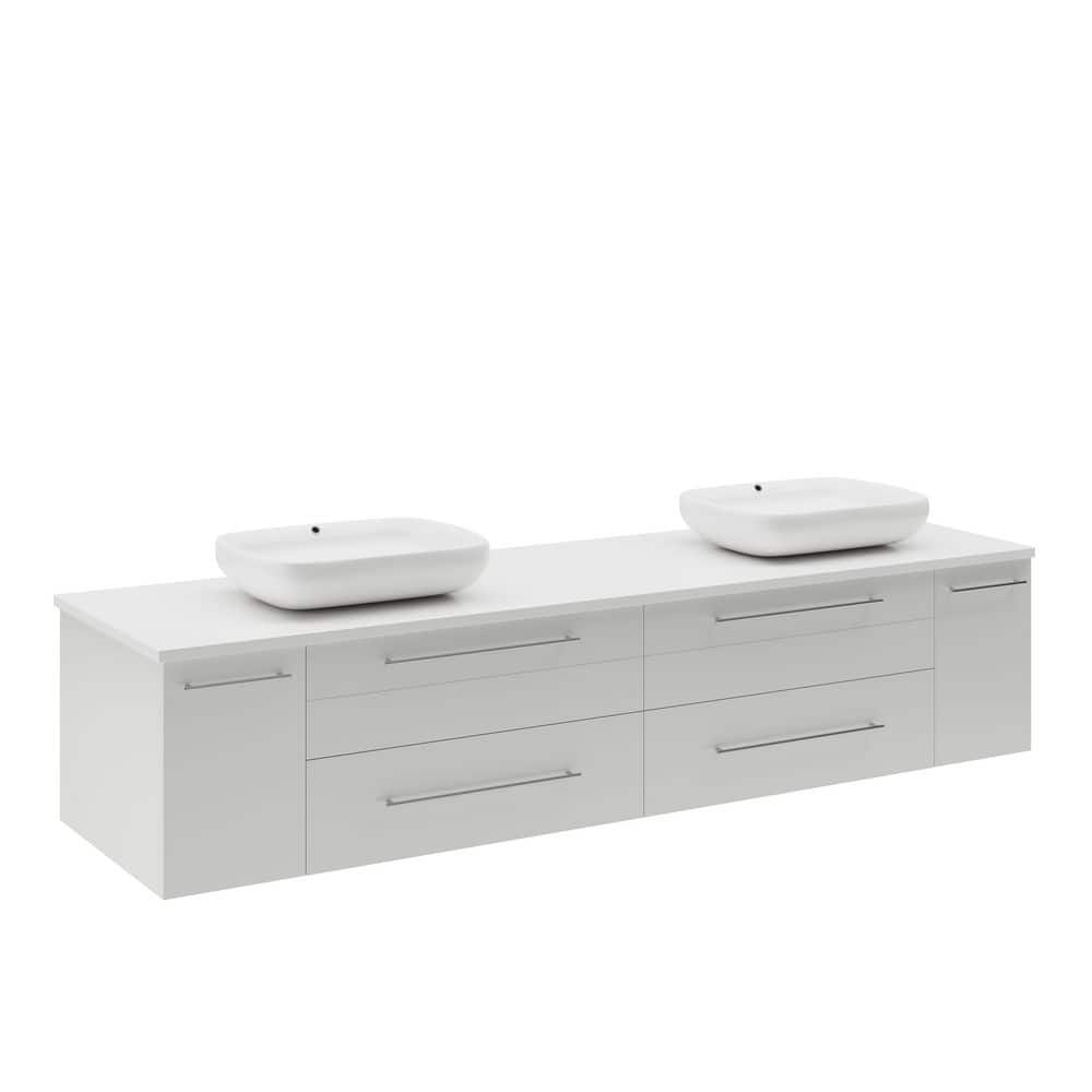 Fresca Lucera 72" Solid Wood Bathroom Cabinet with Double Vessel Sinks in White