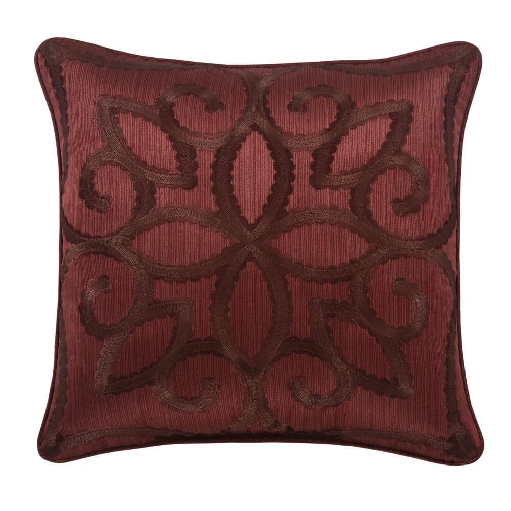 Five Queens Court Chianti 18" Square Embellished Decorative Throw Pillow
