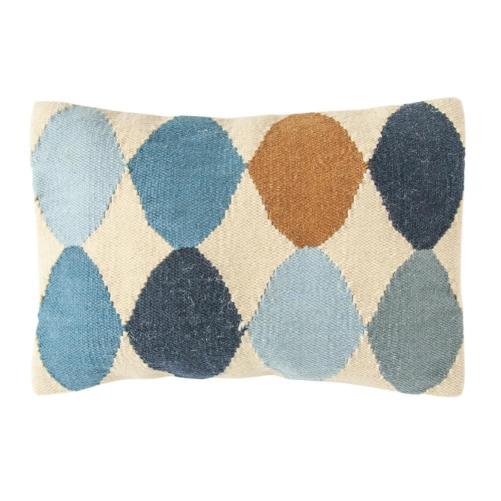 Creative Co-Op Woven Wool Blend Pattern Lumbar Pillow, Multicolor