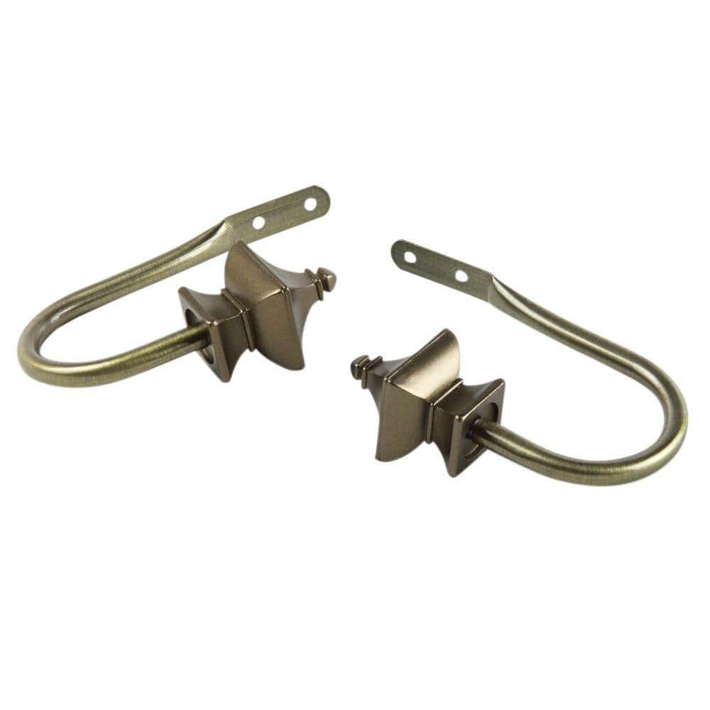 Rod Desyne Esta Steel J-Hooks/Resin Finials Curtain Holdback (Set of 2)