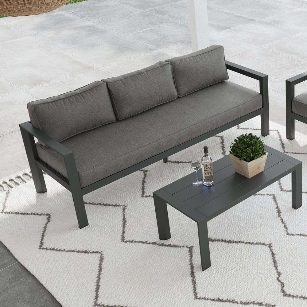 Homestyles Grayton Gray Aluminum Outdoor Aluminum Sofa
