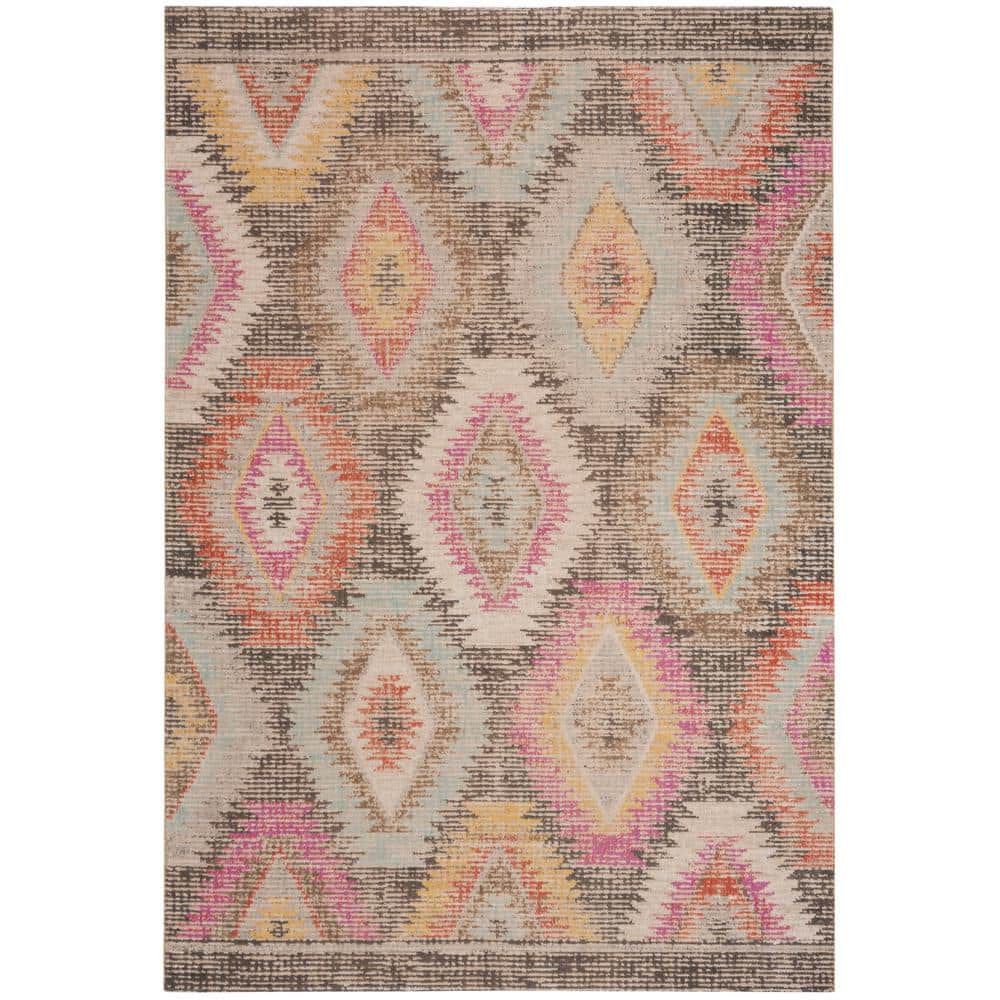 SAFAVIEH Montage Collection Runner Rug - 2'3" x 8', Grey & Multi, Boho Design, Non-Shedding & Easy Care, Indoor/Outdoor & Washable-Ideal for Patio, Backyard, Mudroom (MTG212F)