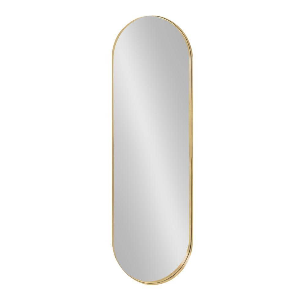 Kate and Laurel Rollo Midcentury Capsule Wall Mirror, 16 x 48, Gold, Decorative Full Length Oval Mirror for Wall