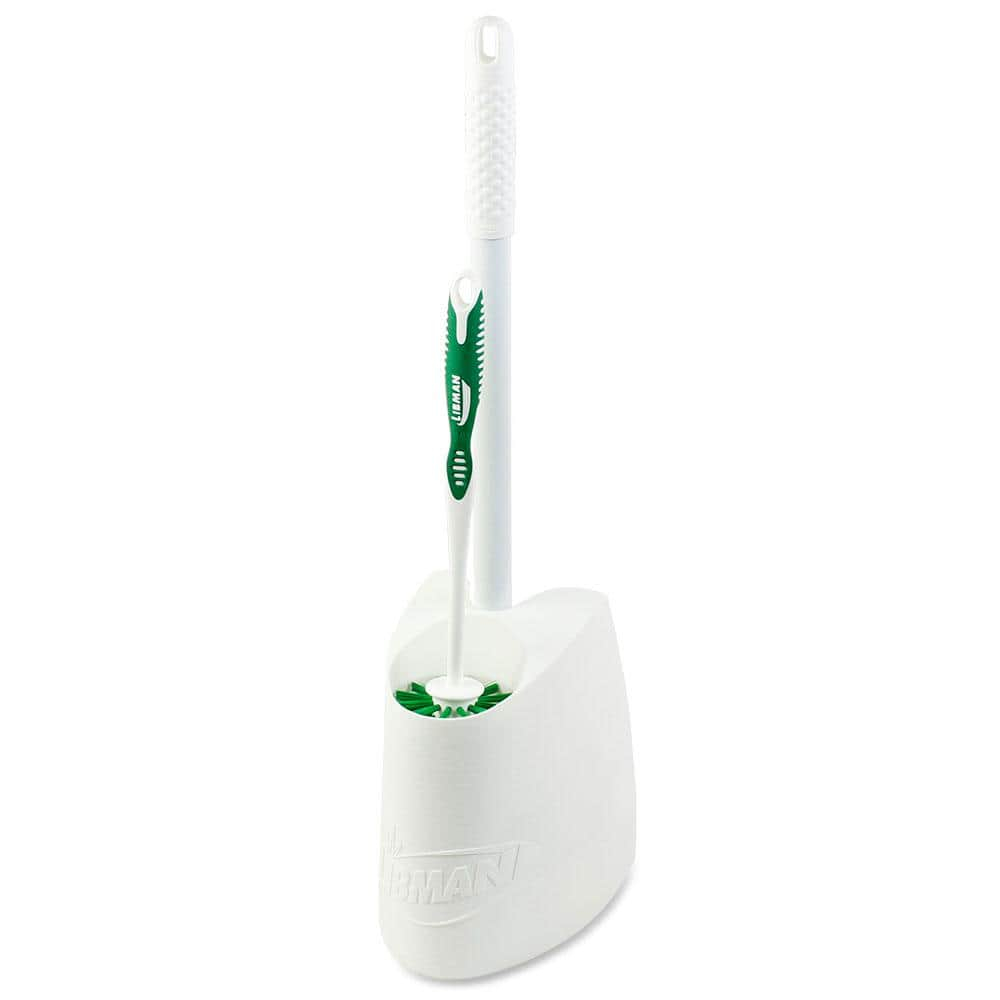 Libman Toilet Brush & Plunger Combo Green Fibers / White Polypropylene Base Recommended Adult Use