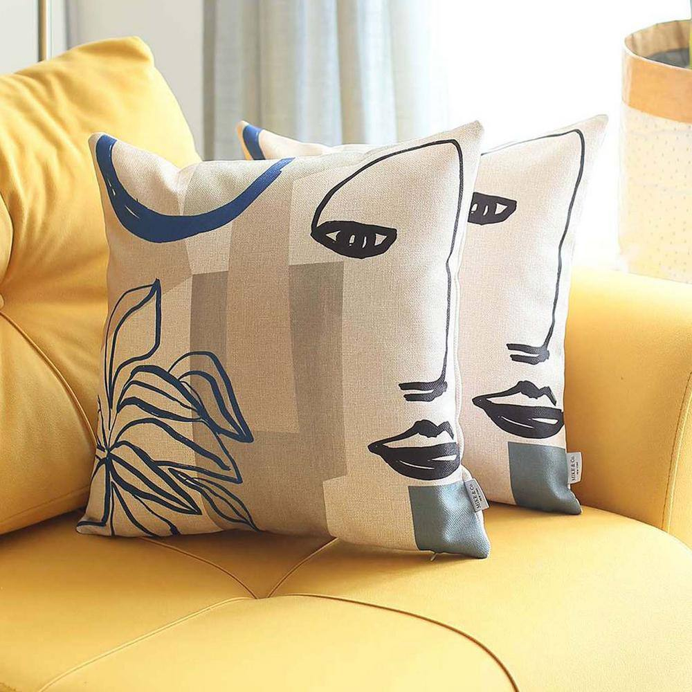 Boho-Chic Set of 2 Handcrafted Decorative Throw Pillow Cover Abstract Jacquard 18" x 18" Multi-Color Square Pillowcase for Couch, Bedding