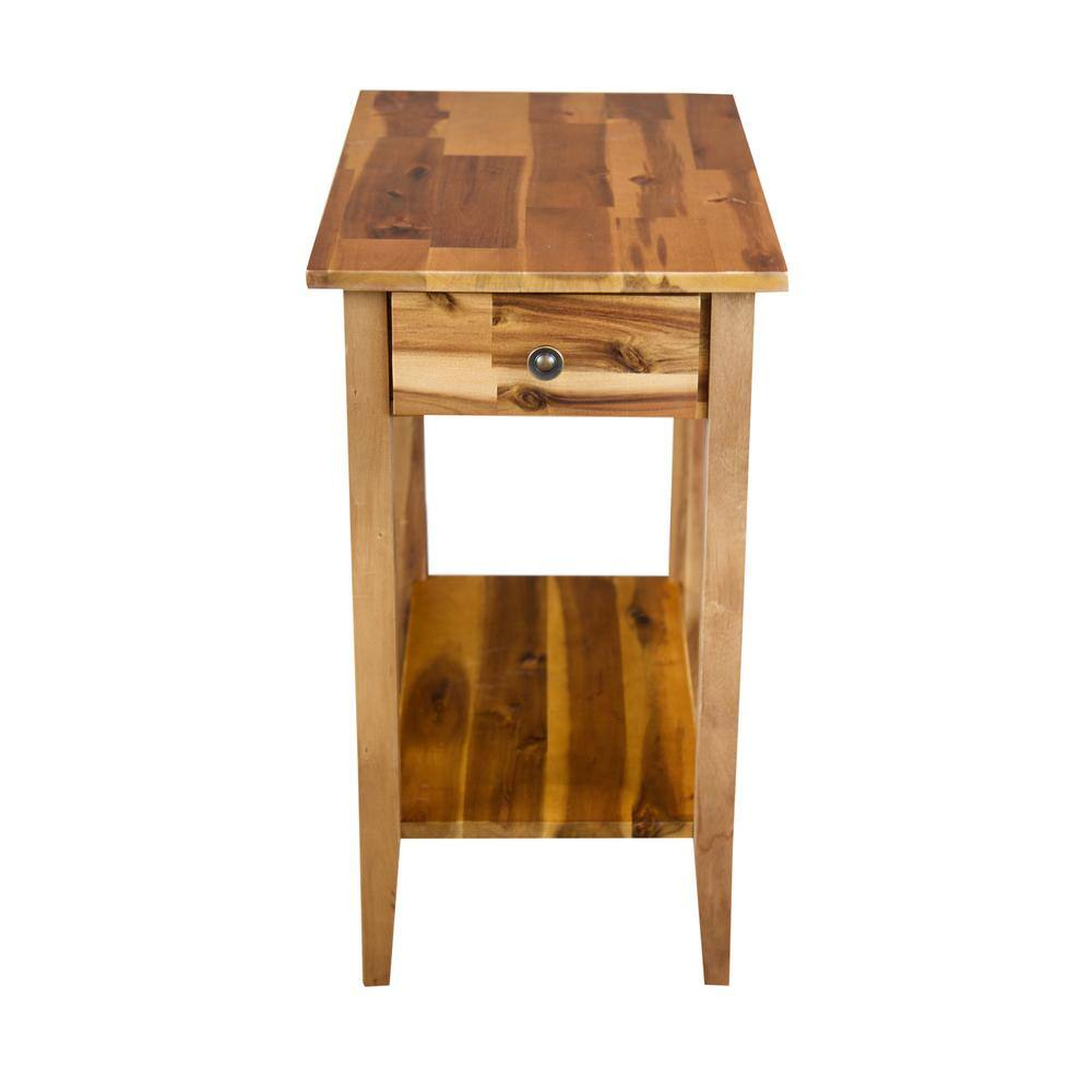 Casual Contemporary Living 2-Tier Solid Acacia Recliner Table with Drawer - Natural