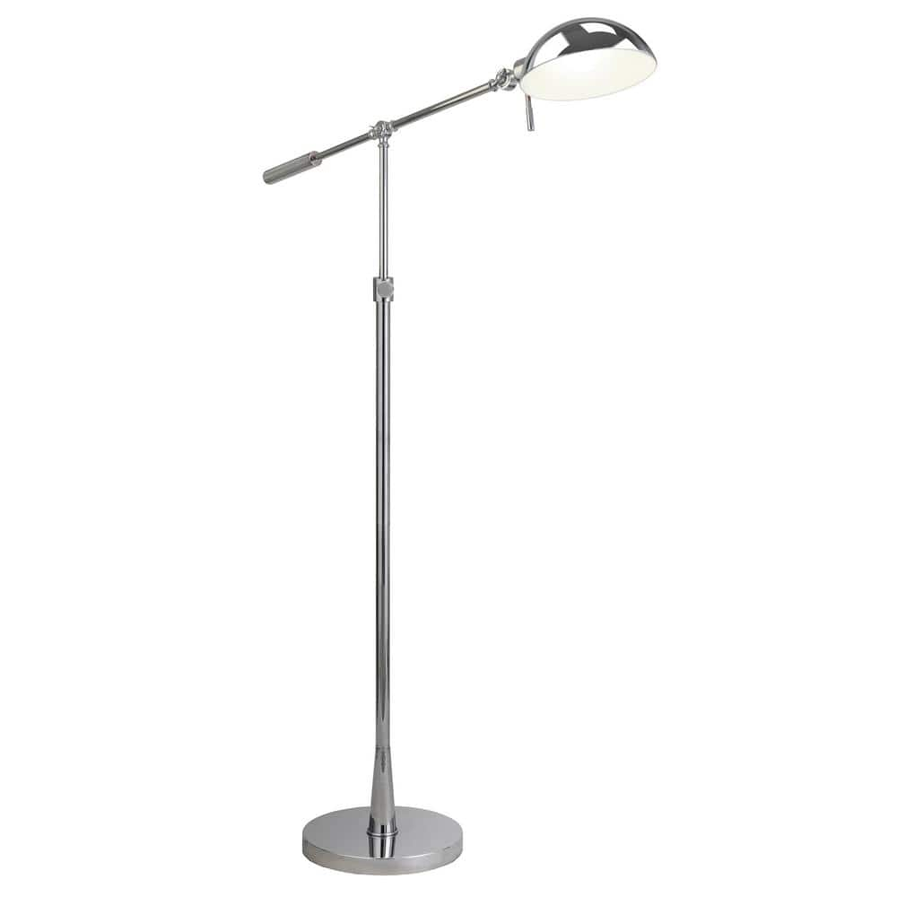Evelyn&Zoe Dexter Height Adjustable/Tilting Floor Lamp with Metal Shade, Polished Nickel/Polished Nickel