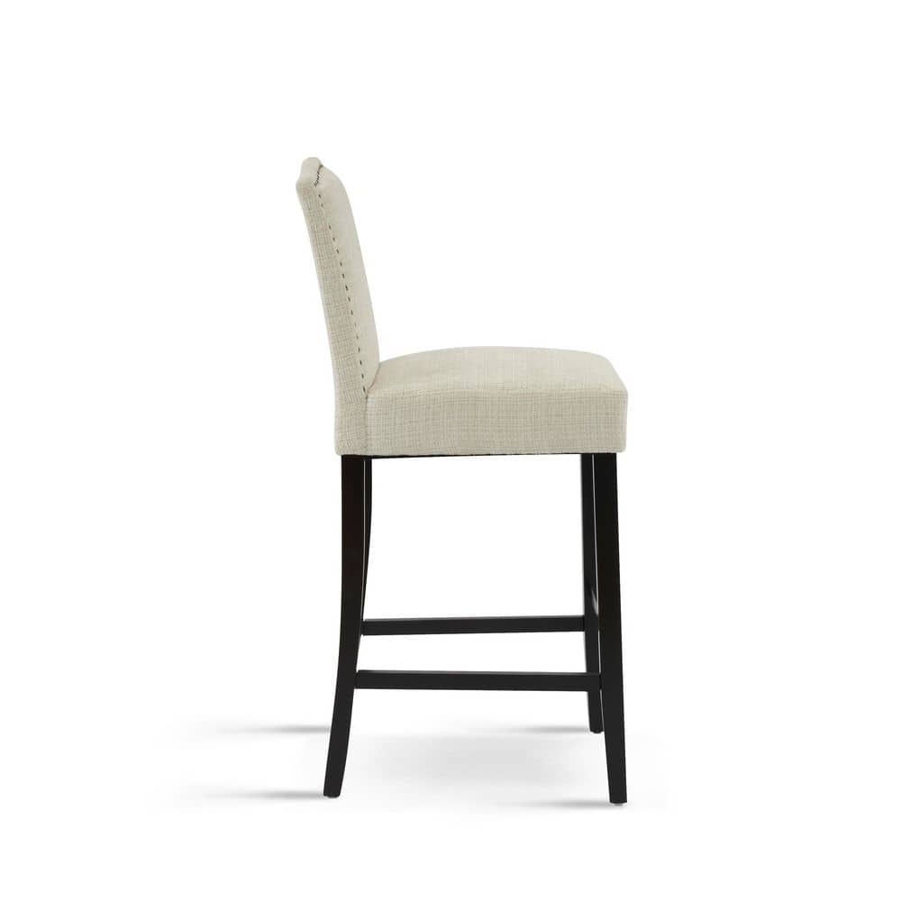 Christopher Knight Home Transitional 30.75" Fabric Upholstered Bar Stools with Solid Wood Frame, Beige, Set of 2