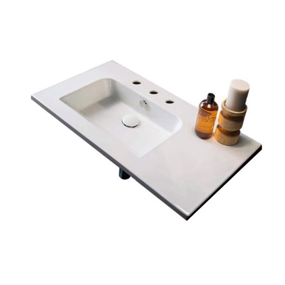 Scarabeo By Nameeks 18.5'' Glossy White Ceramic Rectangular Bathroom Sink with Overflow