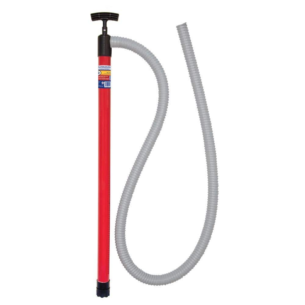 Red 36" x 72" Plastic Hand Pump Siphon with Flexible Hose