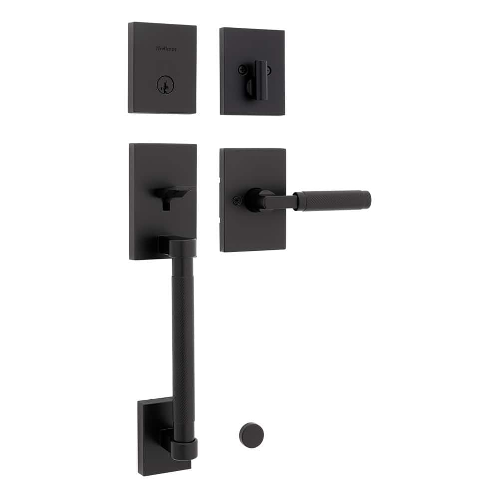 Prava Matte Black Single Cylinder Handleset w/ Prava Handle featuring SmartKey Security