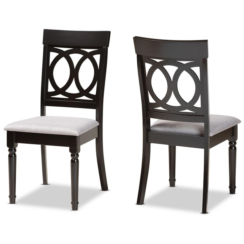 Baxton Studio Grey Upholstered and Brown Finished Wood 2-Piece Dining Chair Set