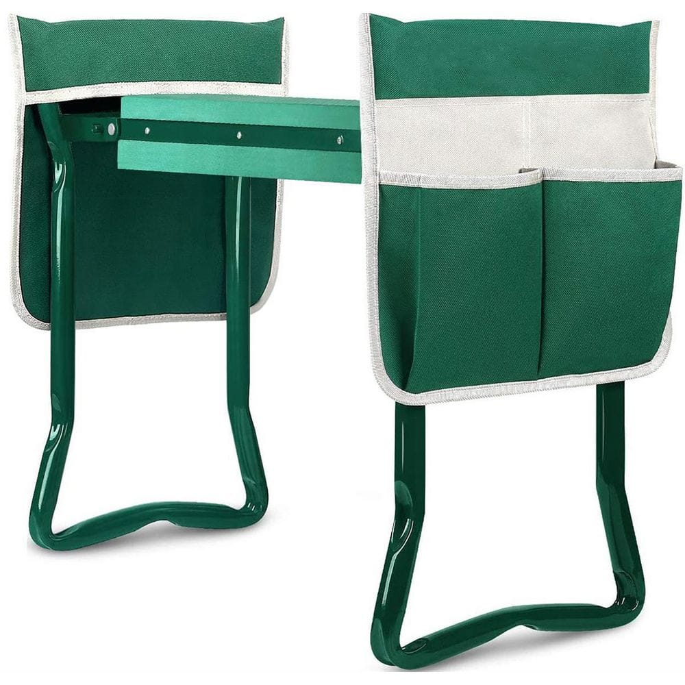 TomCare Upgraded Garden Kneeler Seat Widen Soft Kneeling Pad Garden Stools Garden Bench with 2 Large Tool Pouches Outdoor Foldable Gardening Gifts for Women Men Gardeners, Green
