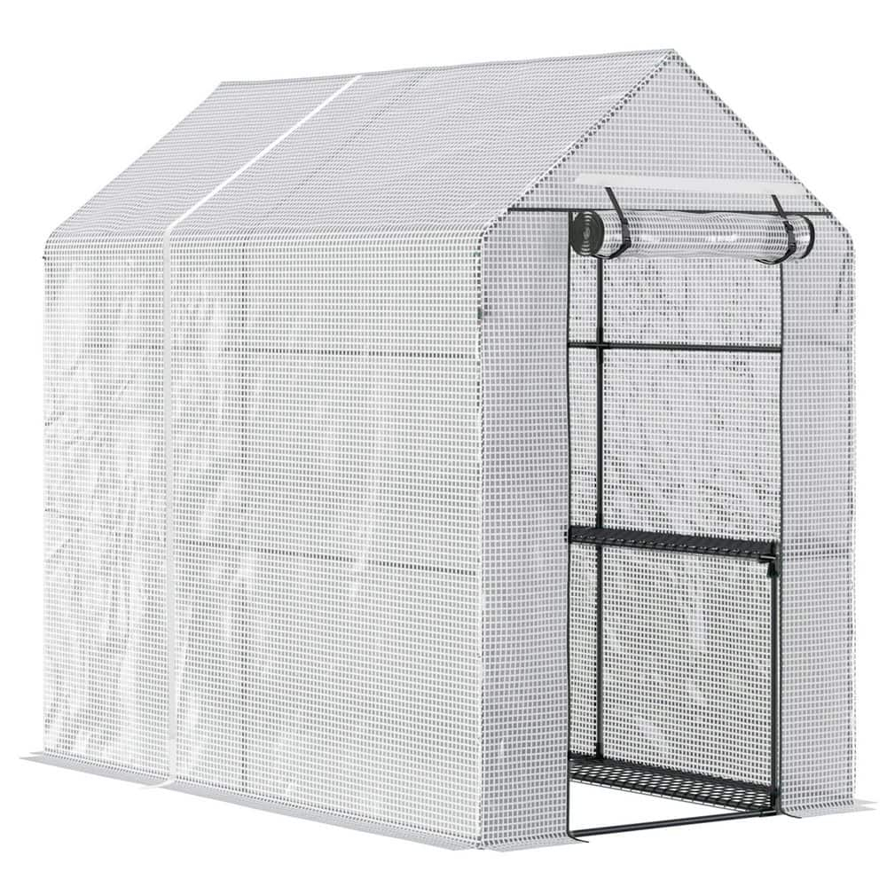 Quictent 56"x56"x77" Outdoor Portable Walk-in Greenhouse 3 Tiers 6 Shelves Garden Planter W/ Clear Cover