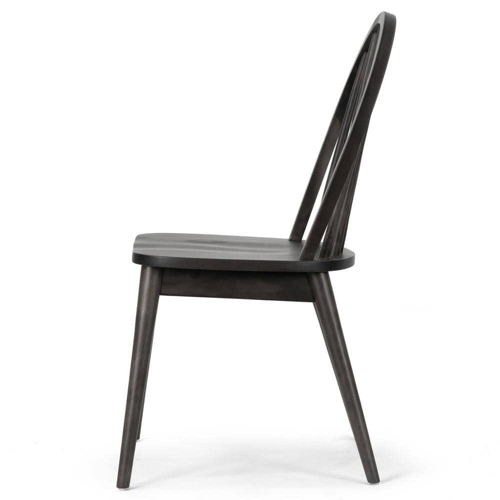 Glamour Home Astra 17.72" Wood Chairs with Windsor Back in Black (Set of 2)