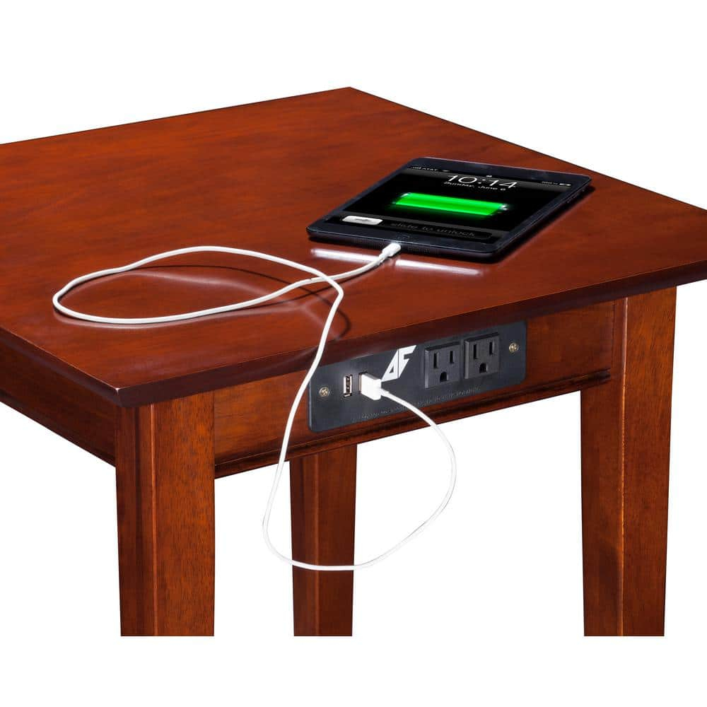 Shaker End Table with Charger, Walnut