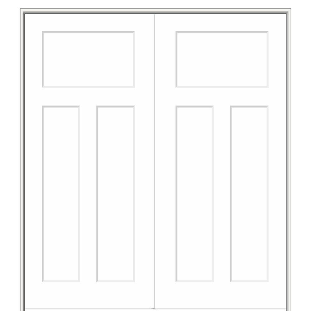 60 in. x 80 in. Smooth Craftsman Both Active Solid Core Primed Molded Composite Double Prehung Interior Door