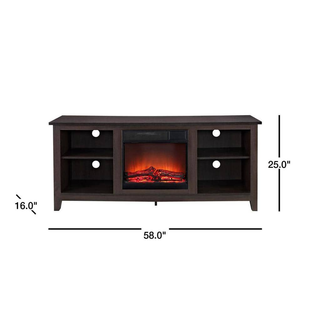Walker Edison Traditional Fireplace TV Stand for TVs up to 64" - Espresso