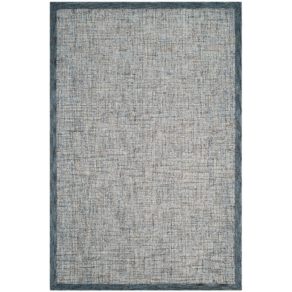 SAFAVIEH Abstract Clive Bordered Wool Area Rug, Navy/Ivory, 5' x 8'