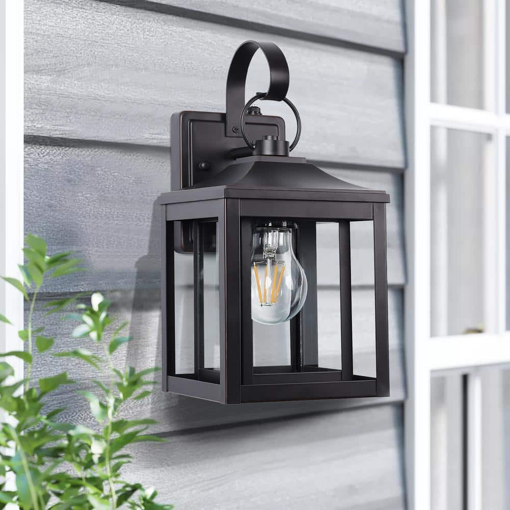 LamQee 1-Light 13"H Aluminum Outdoor Wall Lantern with Dusk to Dawn
