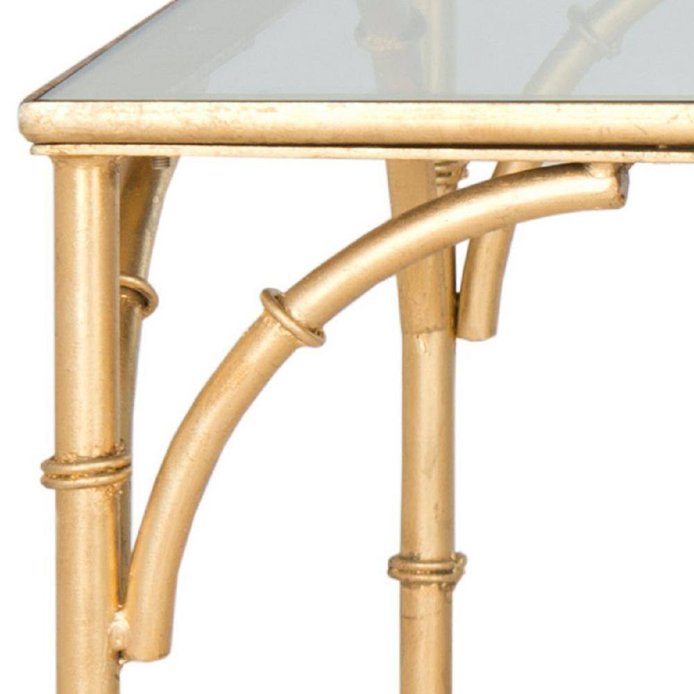 Maurice Gold Gilt Iron and Tempered Glass Rectangular Coffee Table