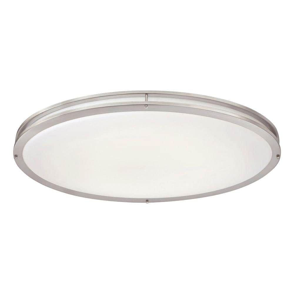 32-Inch Oval Brushed Nickel LED Flush Mount for Indoor/Outdoor