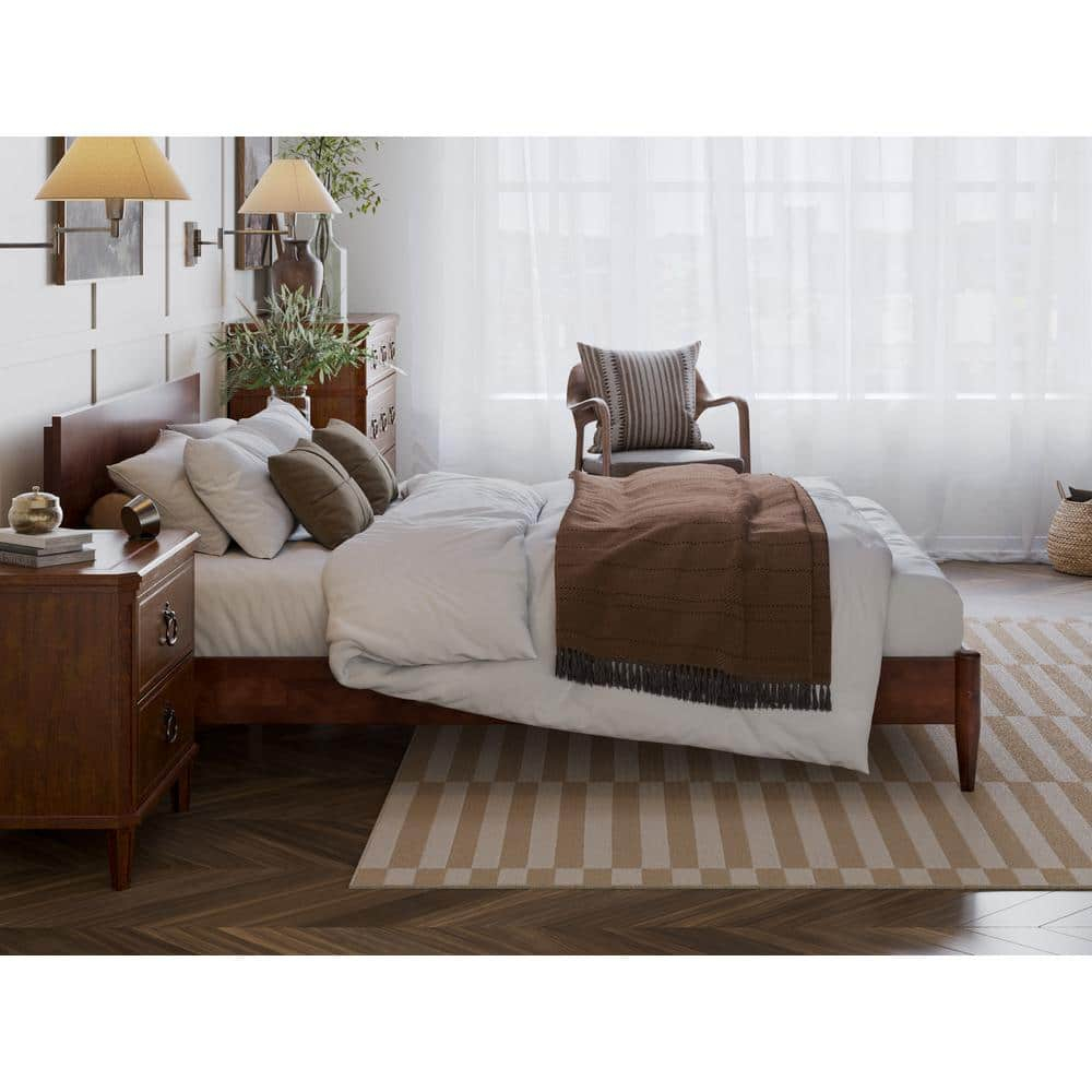 AFI Aria Queen Modern Solid Wood Low Profile Platform Bed, Walnut