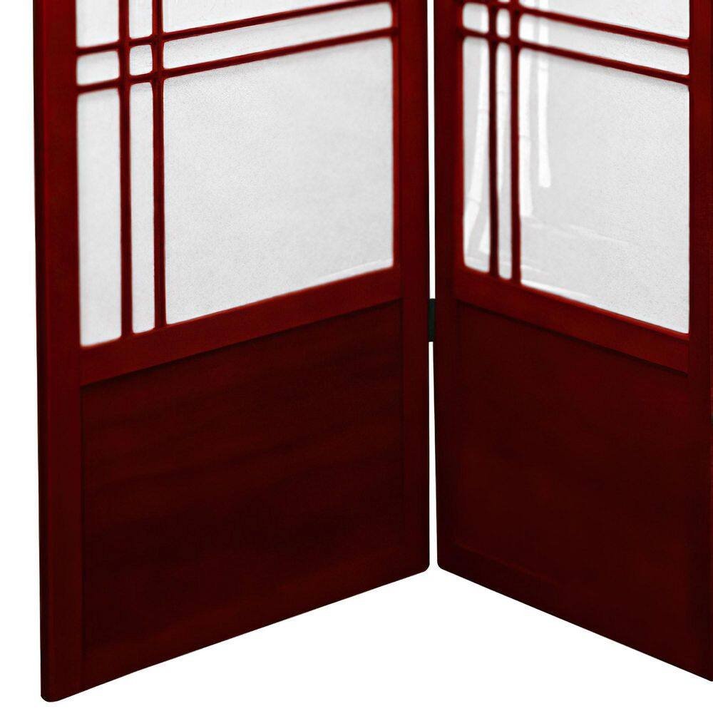 Oriental Furniture 7 Ft Tall Double Cross Bamboo Tree Shoji Screen, rosewood color, 3 panel
