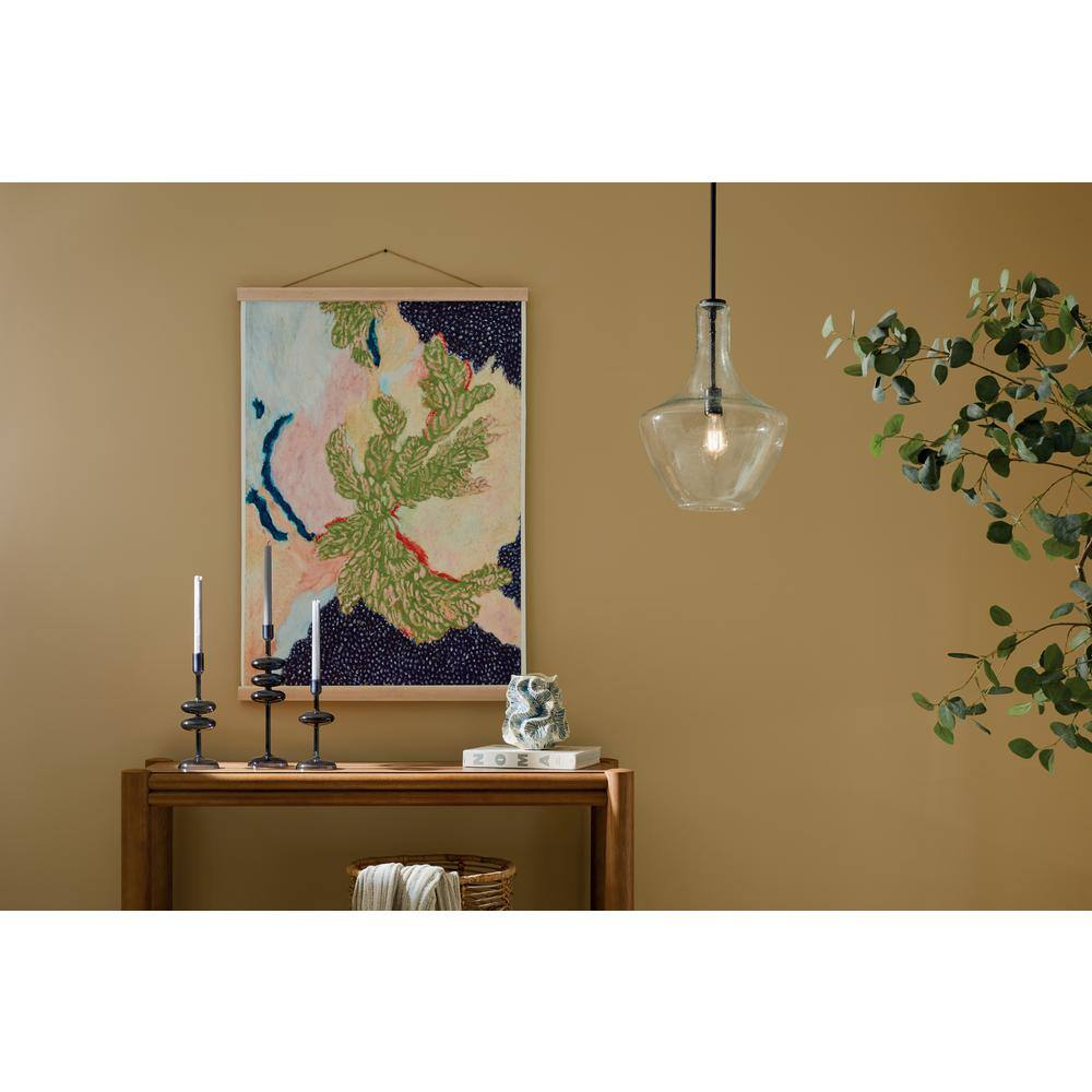 Black Bell Pendant with Clear Seeded Glass Shade