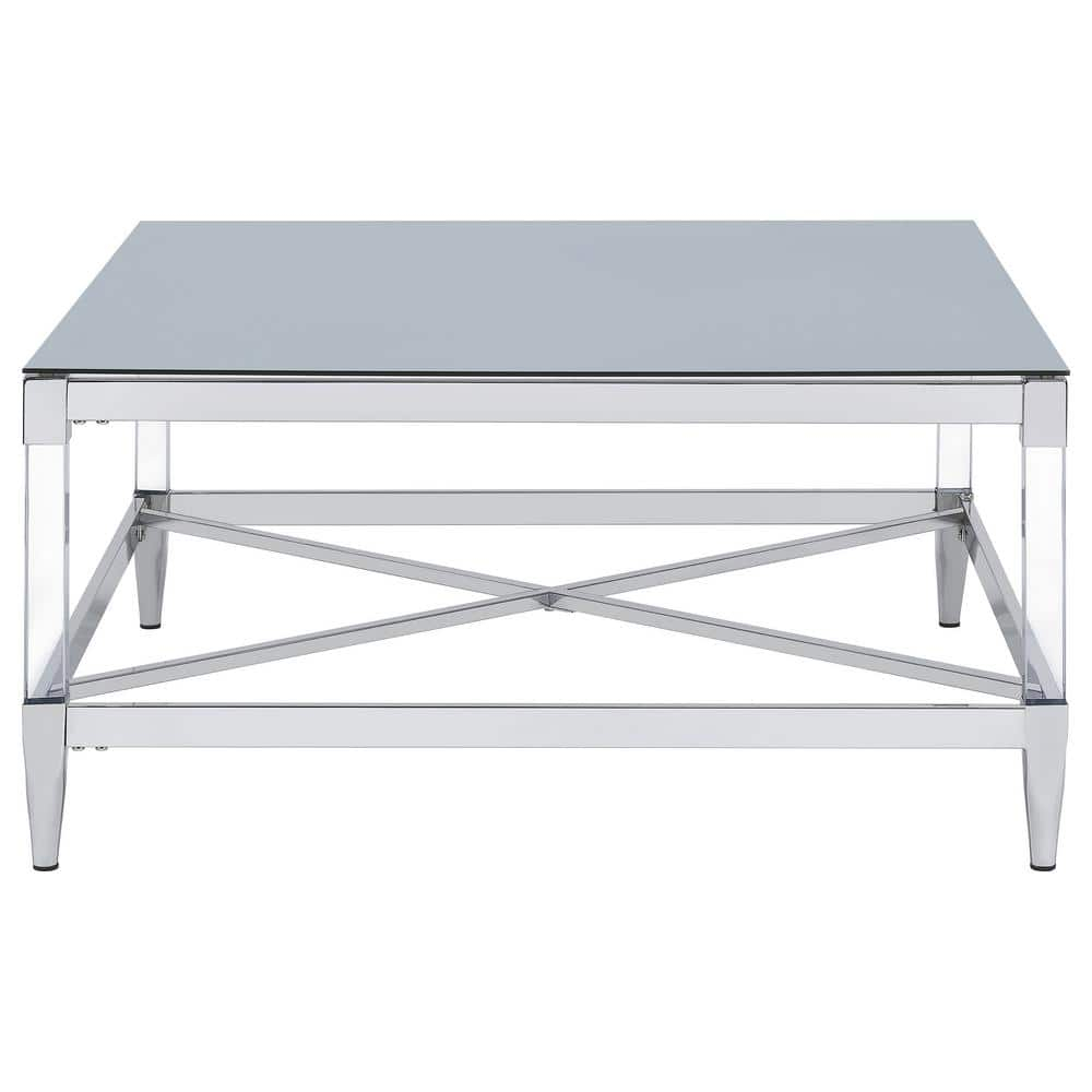 Coaster Lindley Square Metal Coffee Table Tempered Mirror Top Chrome