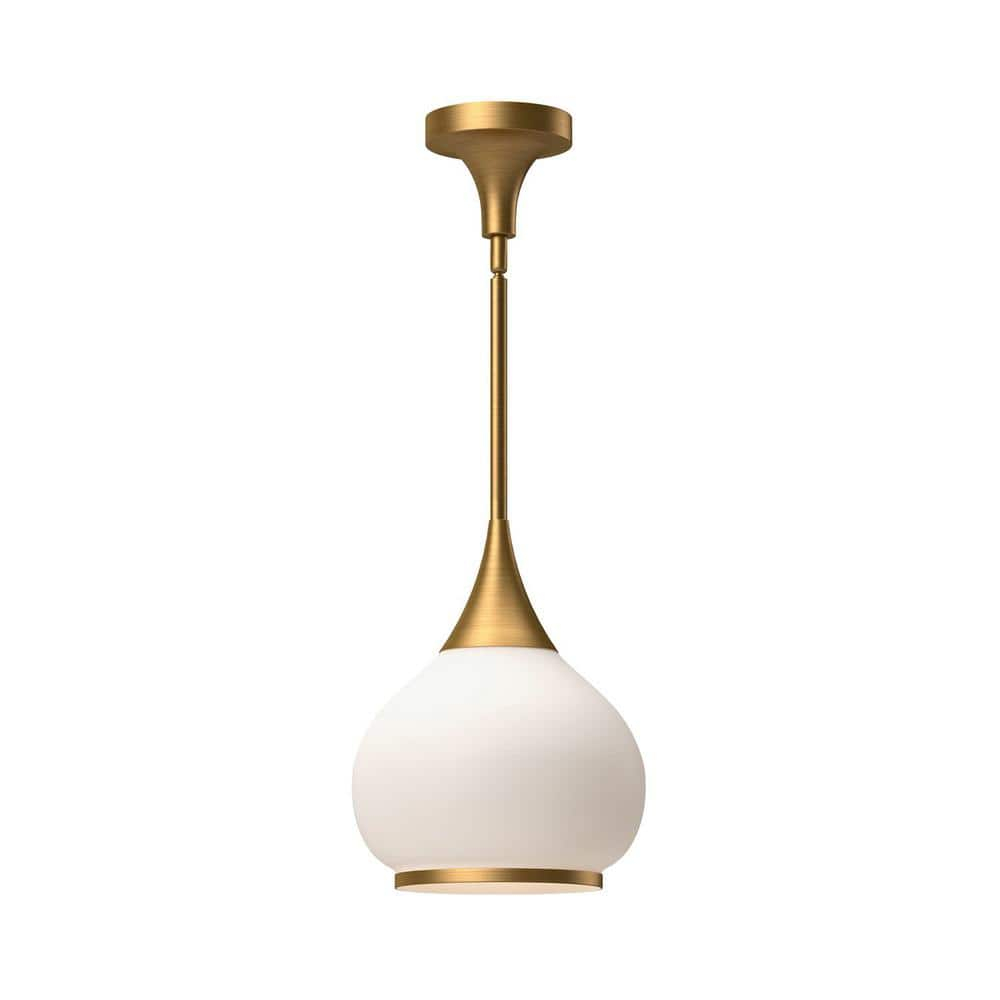 12.75" Gold and Matte Black Glass Bowl Pendant Light