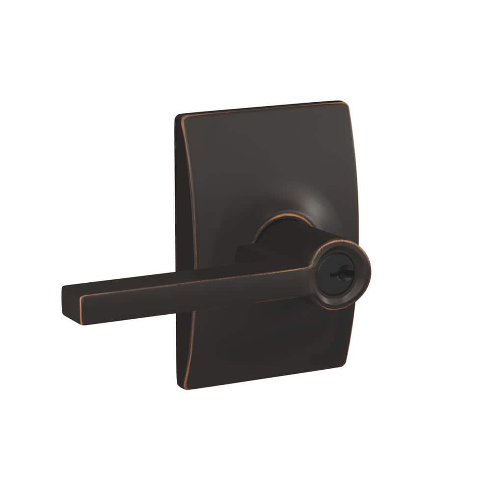SCHLAGE F51A LAT 716 CEN Latitude Lever with Century Trim Keyed Entry Lock, Aged Bronze