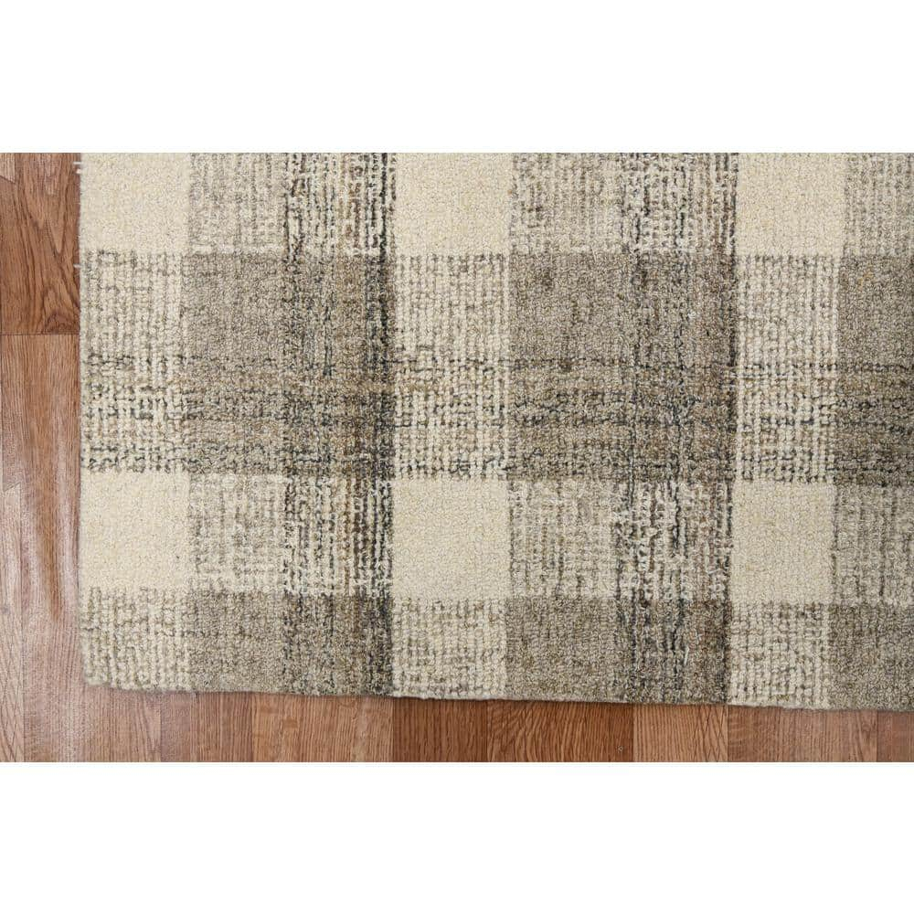 Tartan 4 x 6 Sand Plaid Pattern Area Rug for High Traffic Living Room Dining Room Bedroom