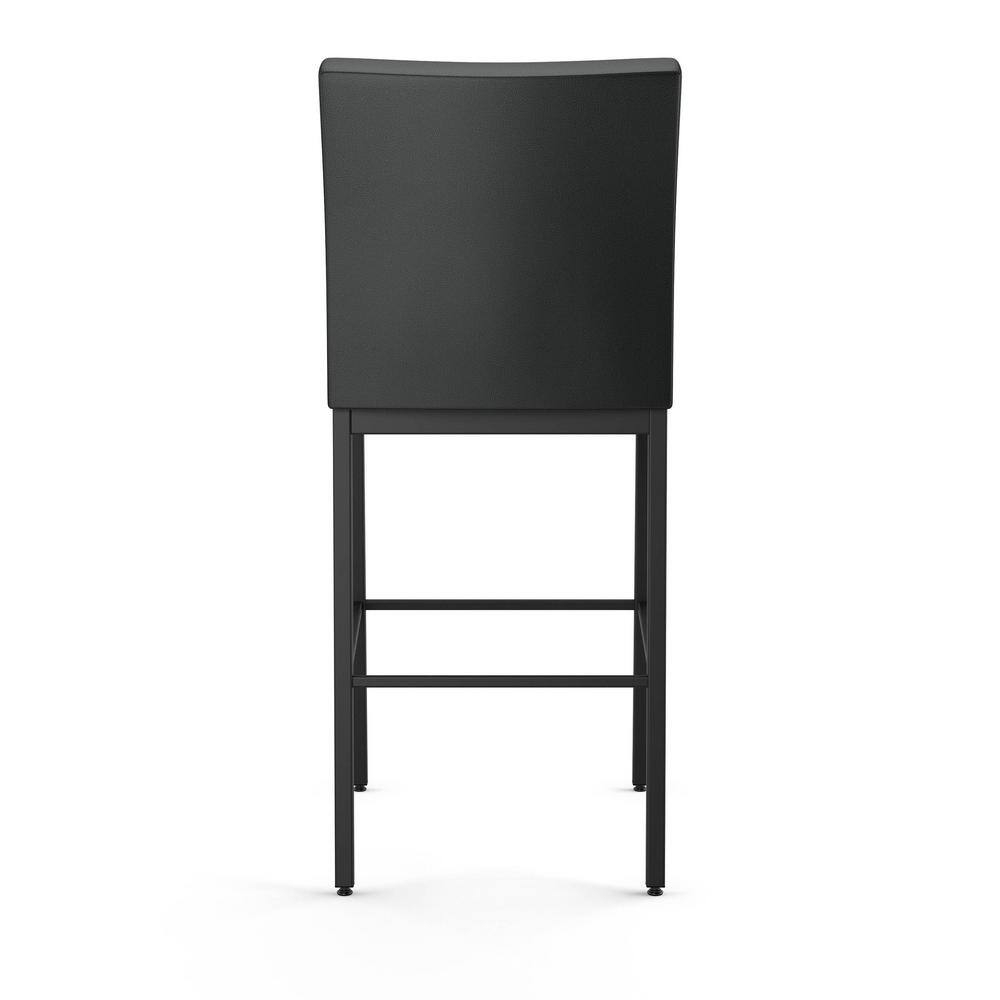 Perry Plus 26" Glamorous Black Faux Leather Counter Stool with Metallic Grey Frame