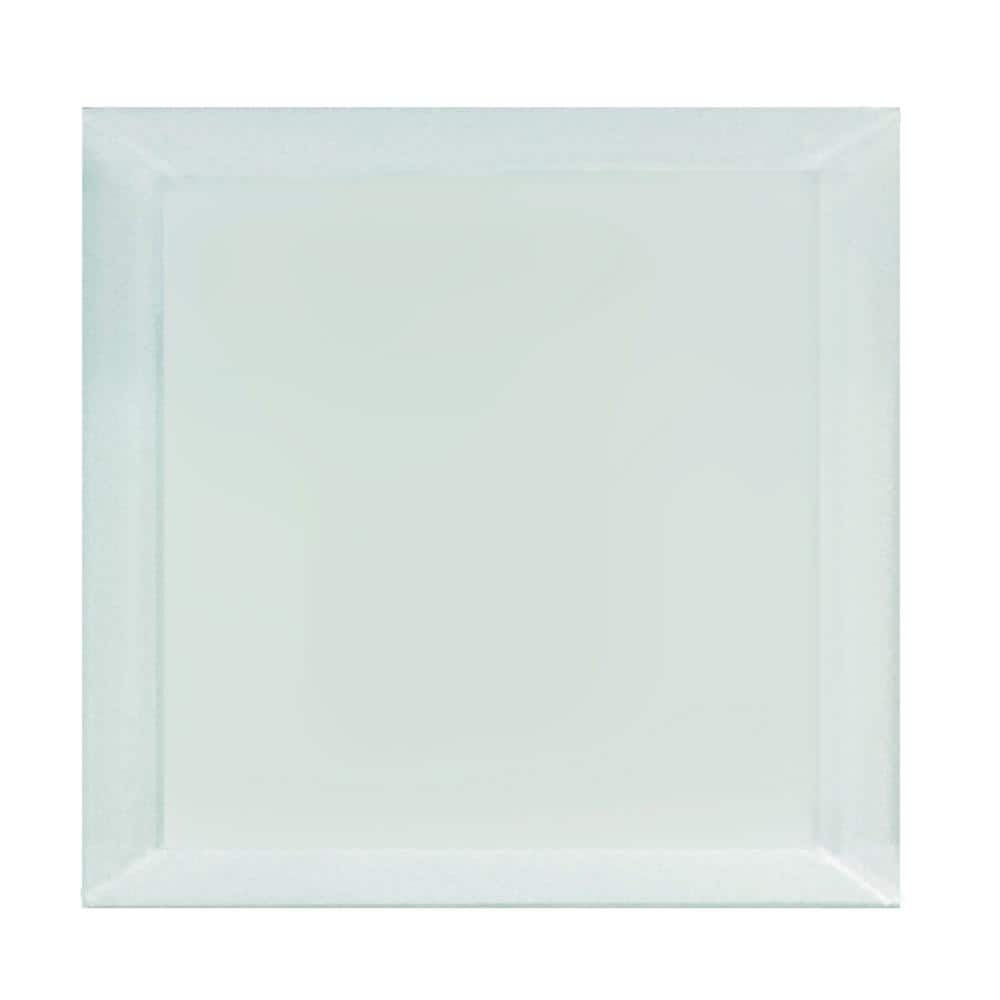Frosted Elegance 8 in. x 8 in. Diamond Grade Glass Beveled Large Format Square Decorative Kitchen & Bathroom Wall Tile