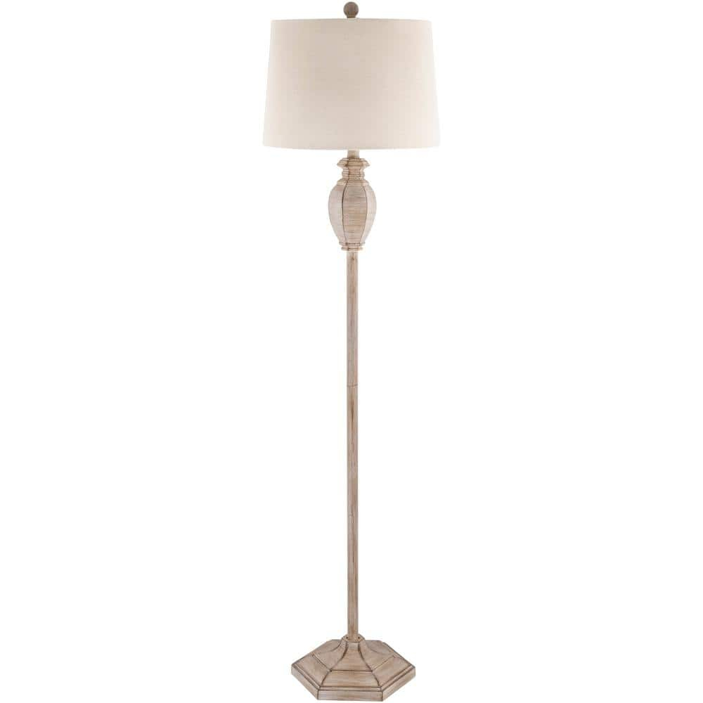 Eburne Classic Gray Floor Lamp with Linen Polyester Shade