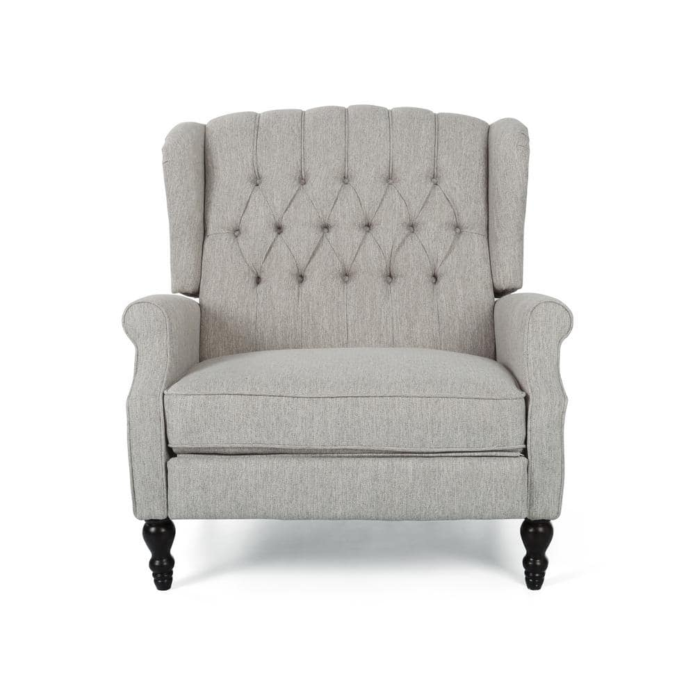 Noble House Albert Oversized Fabric Push Back Recliner, Light Gray
