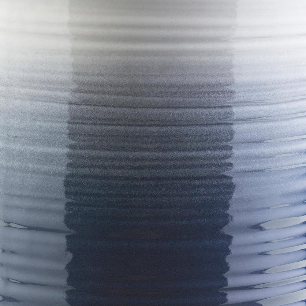 Navy Blue Ceramic Garden Stool with Graduated Glaze