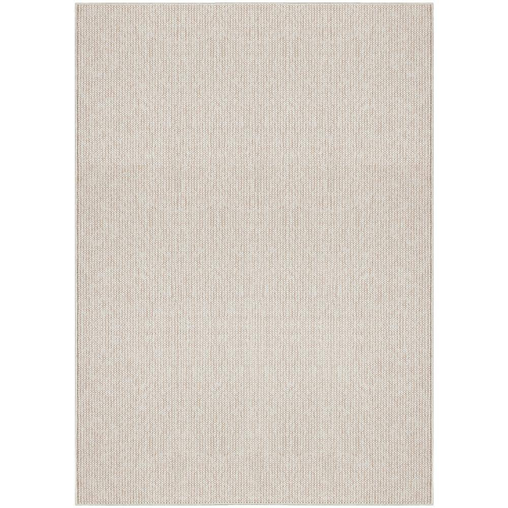 Textured Home Ivory Beige 4 ft. x 6 ft. Solid Geometric Contemporary Area Rug