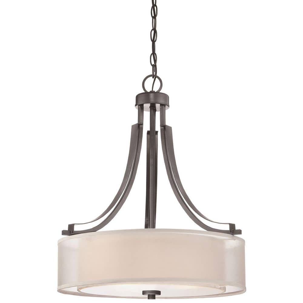 4104-172-Minka Lavery-Parsons Studio - Pendant 3 Light Translucent Sliver Linen in Transitional Style - 23.5 inches tall by 20.5 inches wide-Smoked