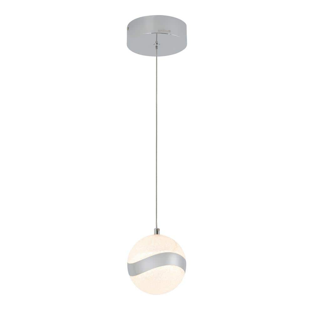 Artika Wavey Integrated LED 1-Light Pendant, Chrome Finish